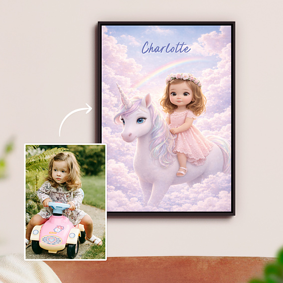 Affiche anniversaire Portrait avec licorne