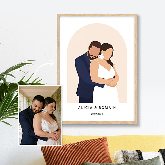Affiche mariage Couple en illustration minimaliste