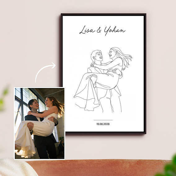 Affiche mariage Couple line art