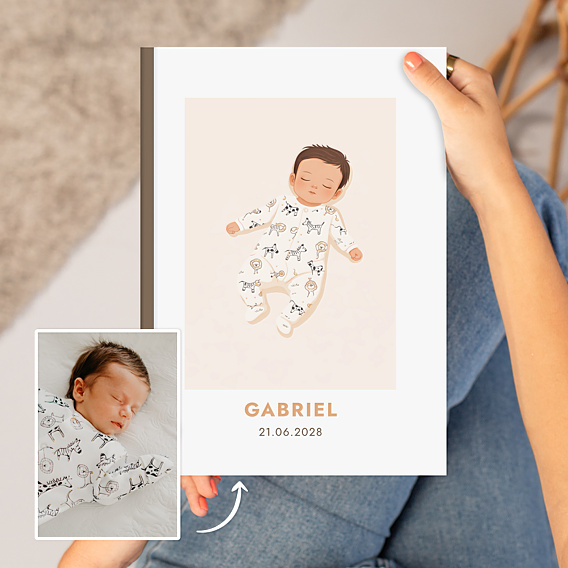 Album photo naissance Bébé en illustration vectorielle