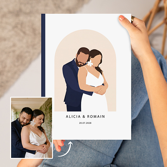 Album photo mariage Couple en illustration minimaliste
