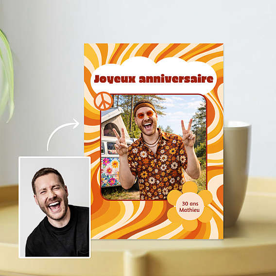 Carte anniversaire Portrait en hippie