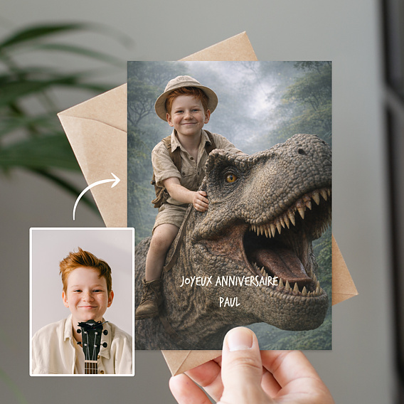 Portrait avec dinosaure