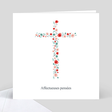 Carte de Condoléances Croix Fleurie
