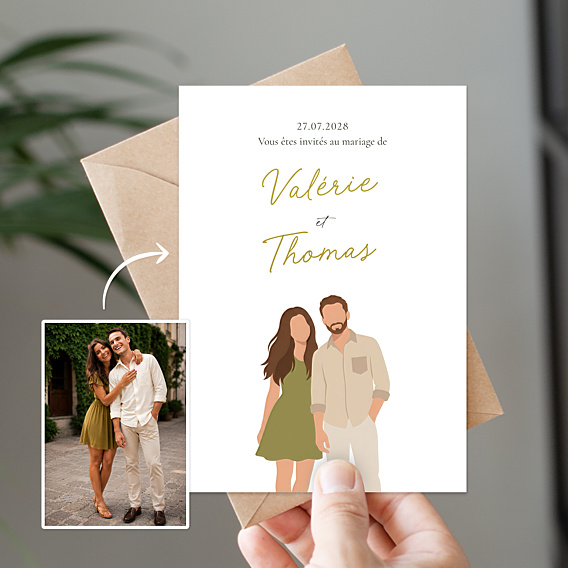 Faire-part Mariage Portrait minimaliste ajusté