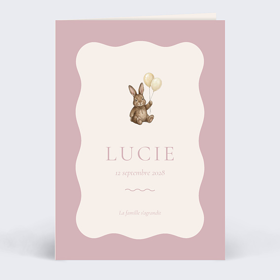 Faire part naissance Lapin ballon