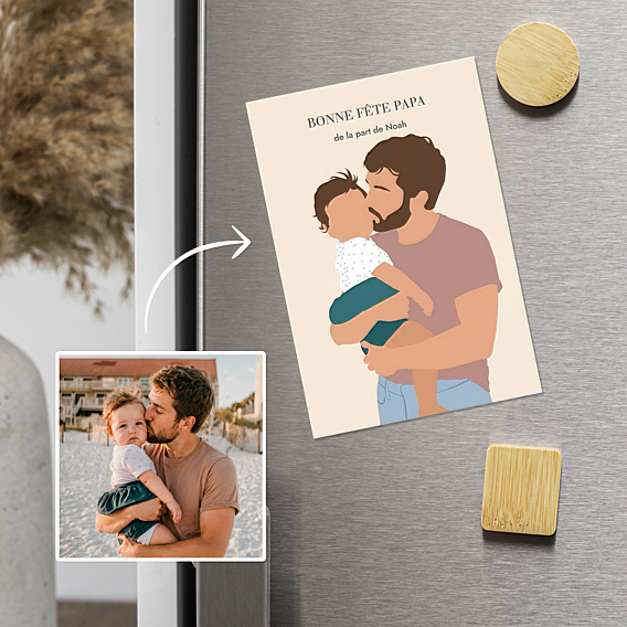 Carte fête des pères Portrait en illustration minimaliste