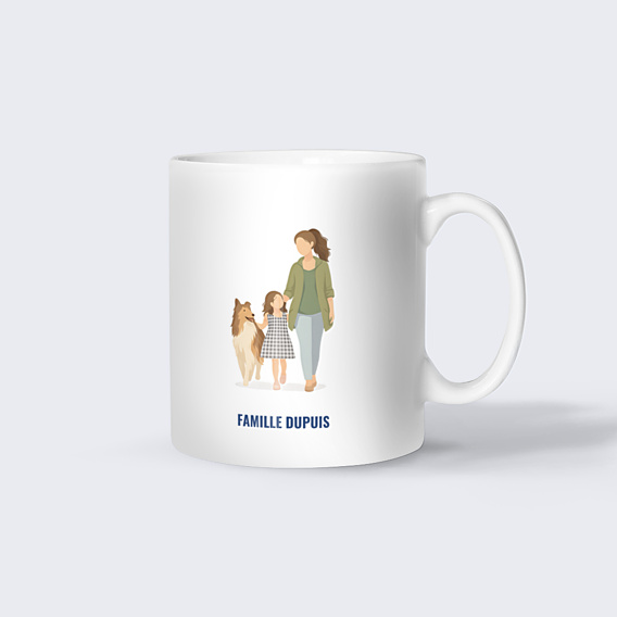 Mug famille Portrait aligné minimaliste