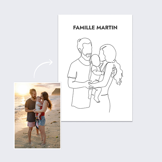 Poster famille Portrait en line art