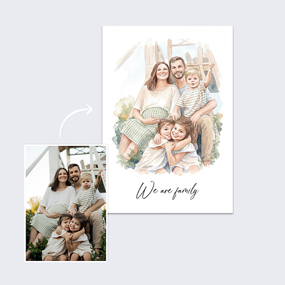 Poster famille Portrait en aquarelle