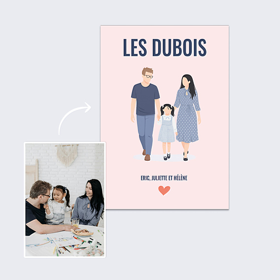 Poster famille Portrait aligné minimaliste