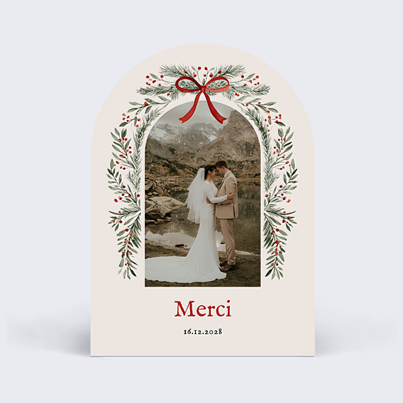 Carte remerciement mariage Arche guirlande