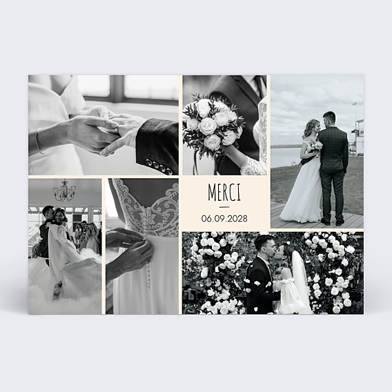 Carte remerciement mariage Étiquette grand merci