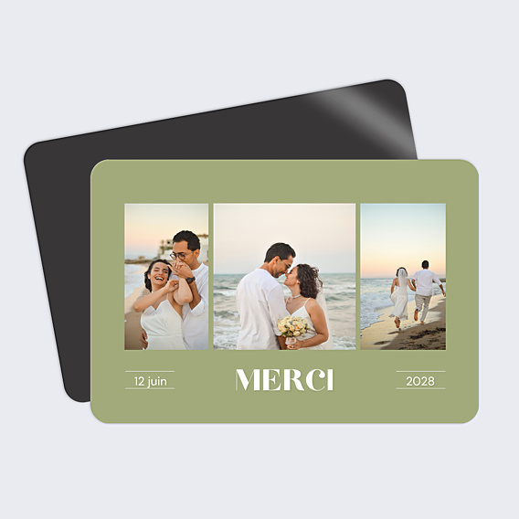 Carte remerciement mariage Triptyque coloré