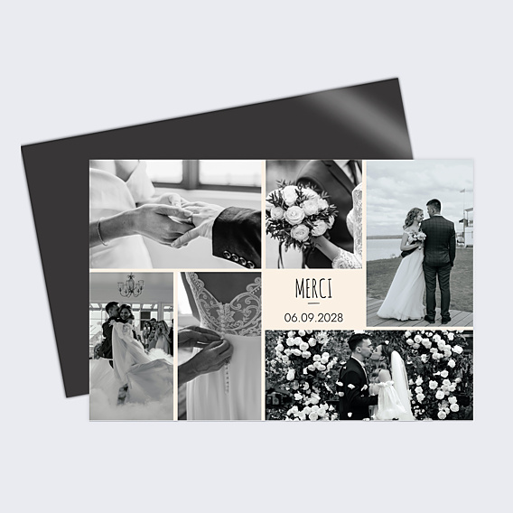 Carte remerciement mariage Étiquette grand merci