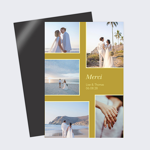 Carte remerciement mariage Pêle-mêle d'amour
