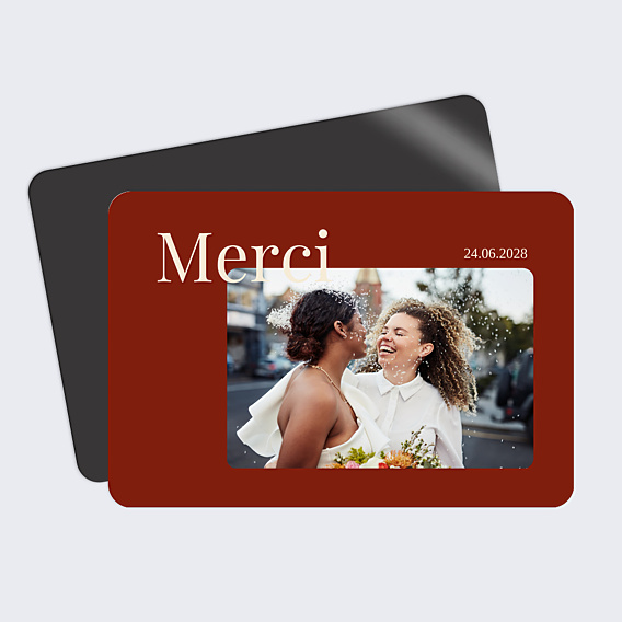 Carte remerciement mariage Merci chevauché