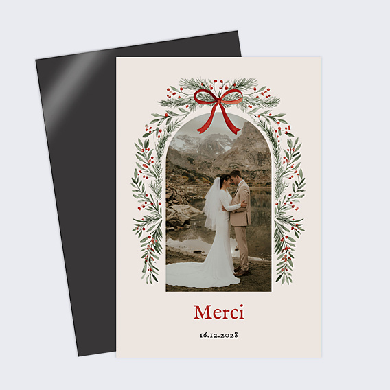 Carte remerciement mariage Arche guirlande