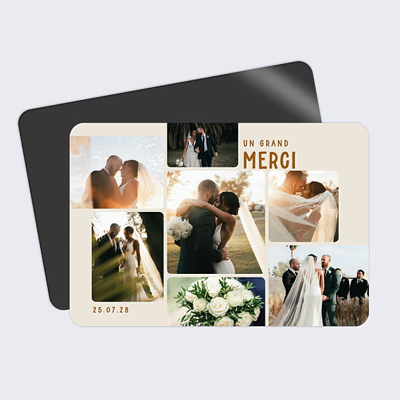 Carte remerciement mariage Grand pêle-mêle