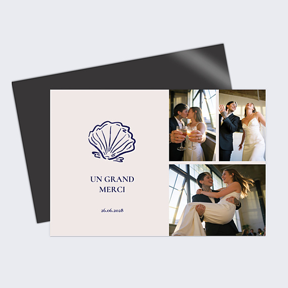 Carte remerciement mariage Coquillage