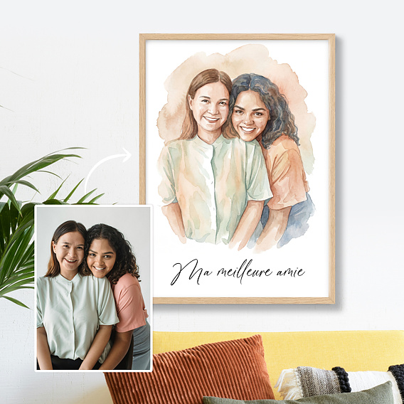 Affiche anniversaire Amis en aquarelle