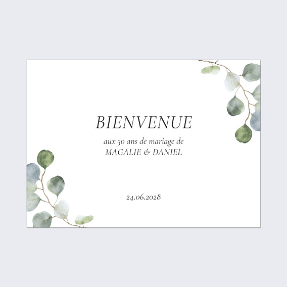 Affiche anniversaire Couronne eucalyptus