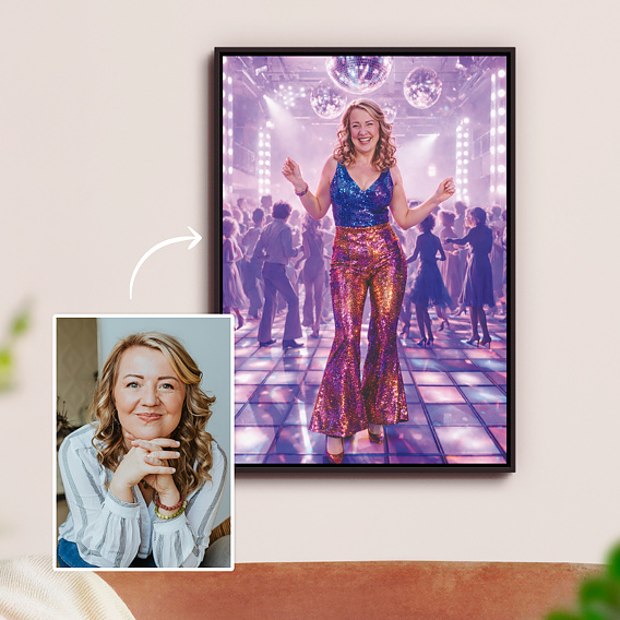 Affiche anniversaire Portrait en danseur disco