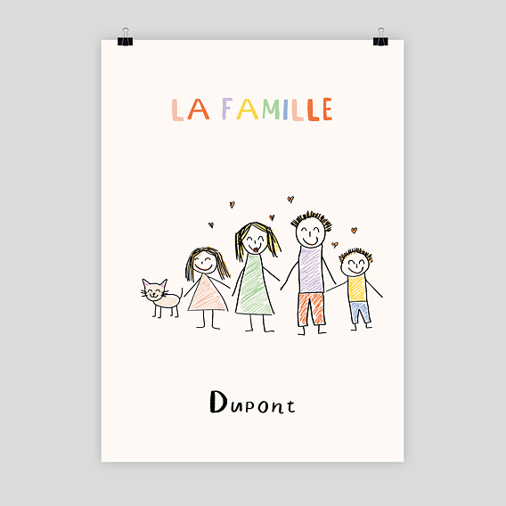 Affiche personnalisée Famille dessinée