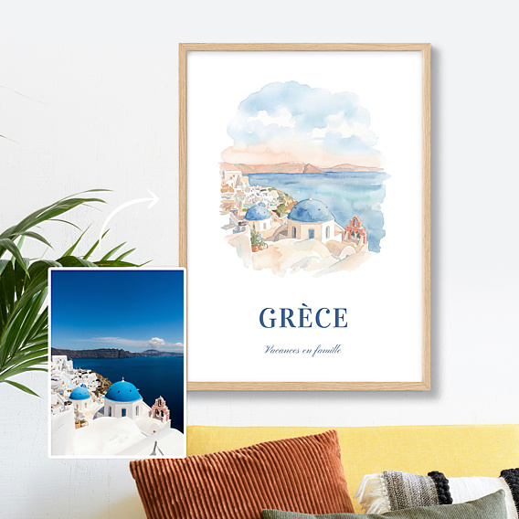 Affiche voyage Paysage en aquarelle
