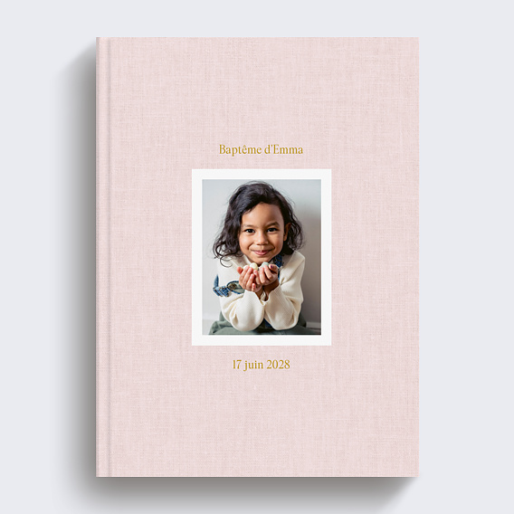 Album photo baptême Tissu embossé et dorure