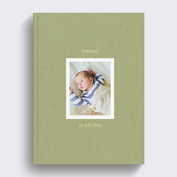 Album photo naissance Tissu embossé et dorure