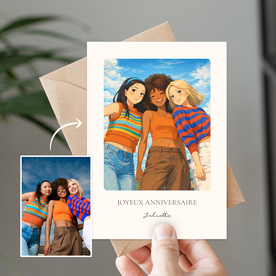 Carte anniversaire Amis en manga