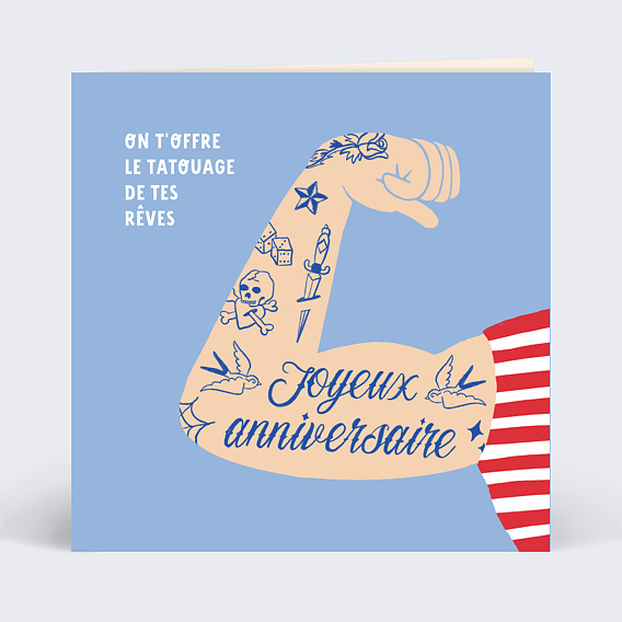 Carte anniversaire adulte Bon pour un tatouage