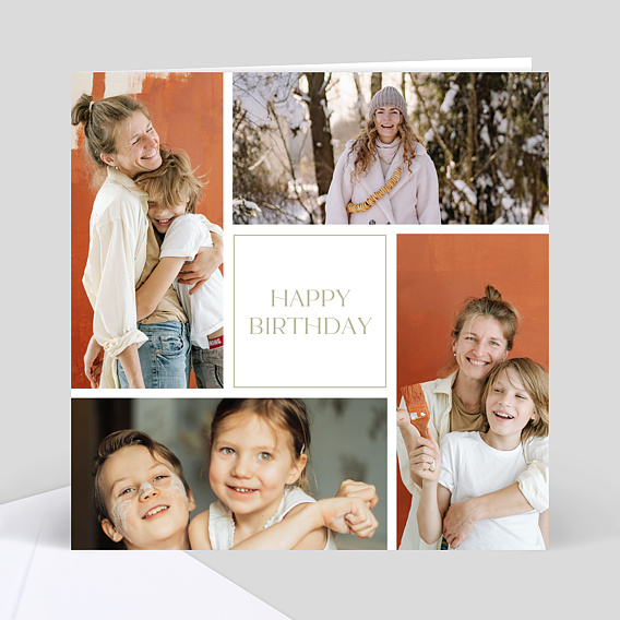 Carte anniversaire Etiquette Carré