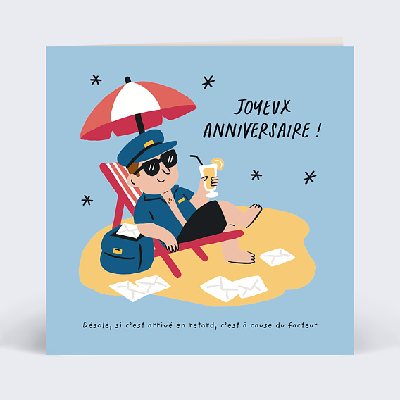 Carte anniversaire Facteur en retard