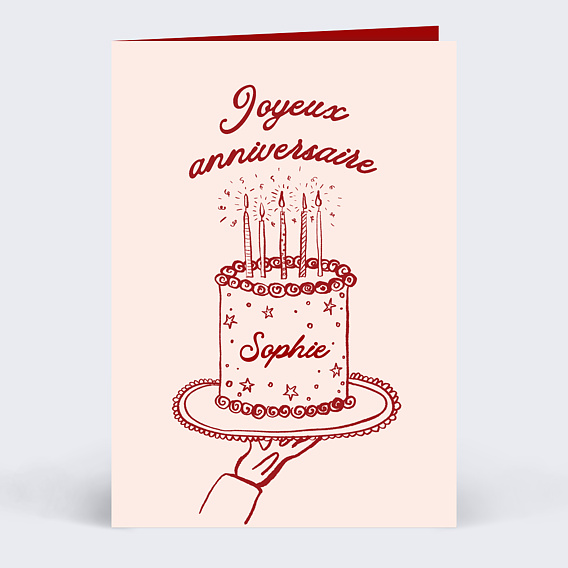 Carte anniversaire Gâteau dessiné
