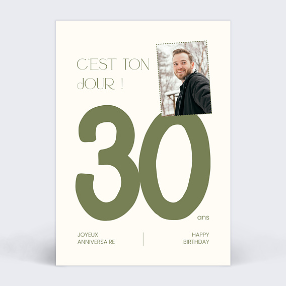 Carte anniversaire Grands chiffres petite photo
