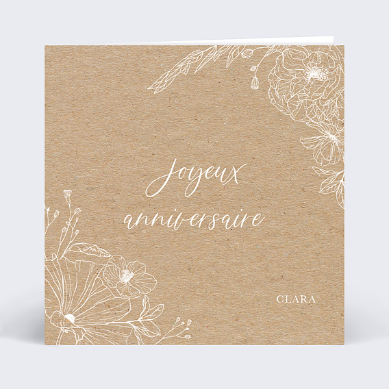 Carte anniversaire adulte Gravure Kraft