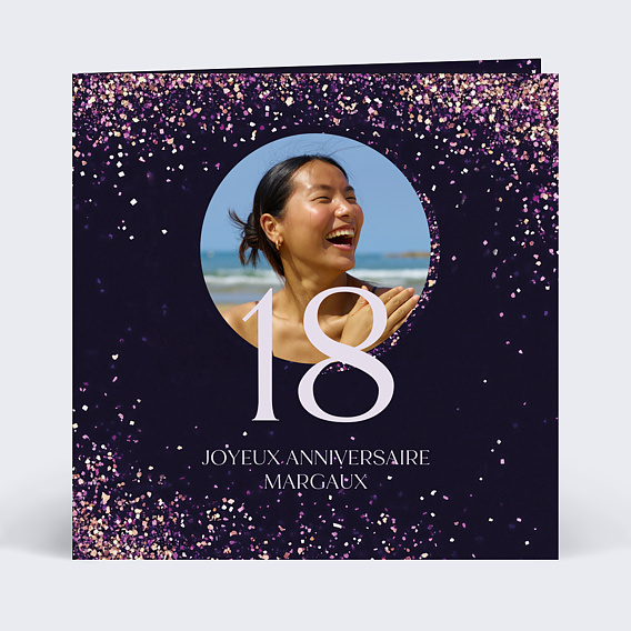 Carte anniversaire Paillettes roses