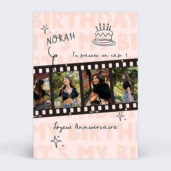 Carte anniversaire Pellicule vintage