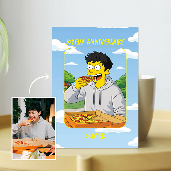 Carte anniversaire Portrait en cartoon