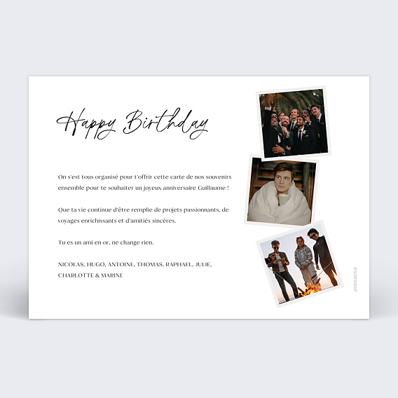 Anniversaire Adulte Multi Polaroids - Popcarte