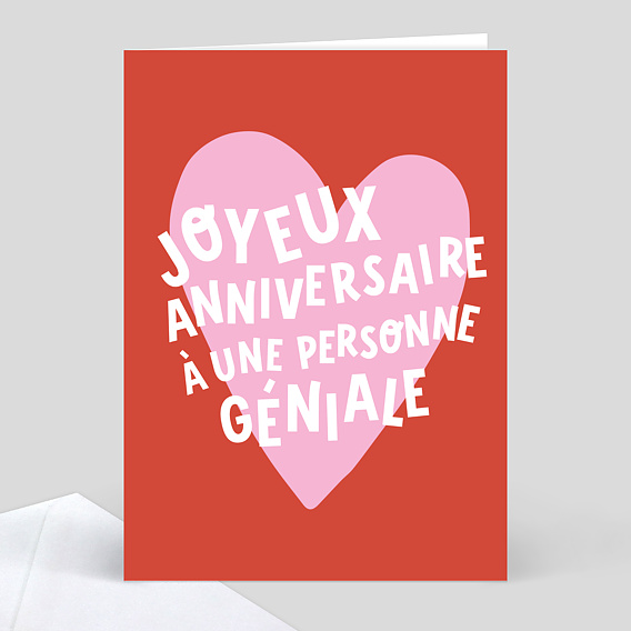 Carte anniversaire adulte Coeur Génial