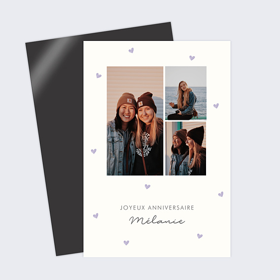 Carte anniversaire Motif Coeurs