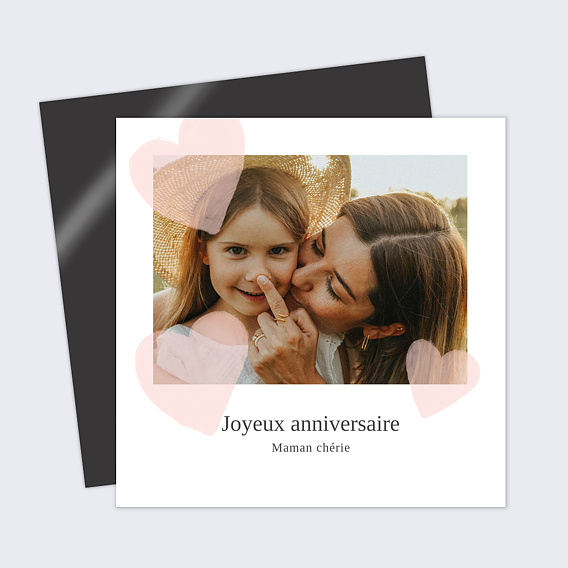 Carte anniversaire Grands Coeurs Roses