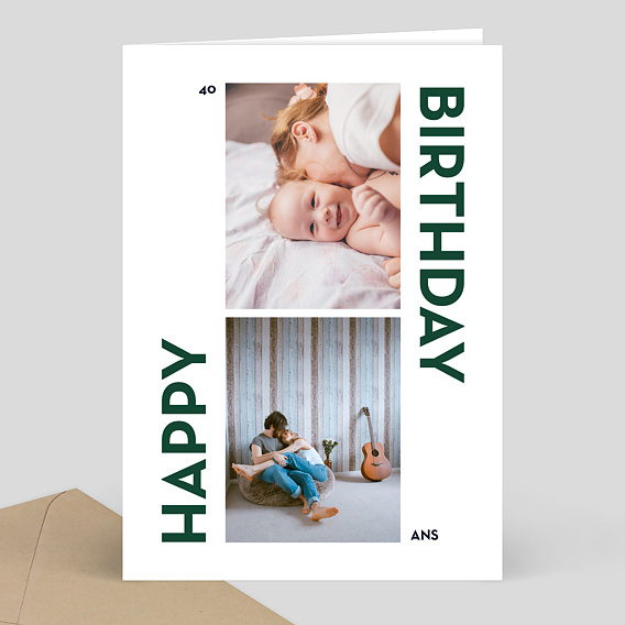 Carte anniversaire adulte Typo Chic