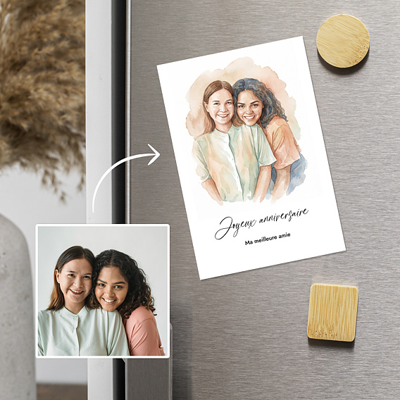 Carte anniversaire Amis en aquarelle