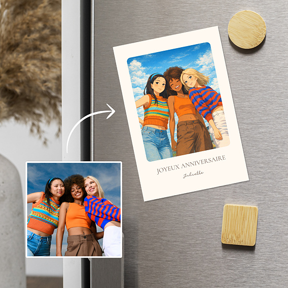 Carte anniversaire Amis en manga