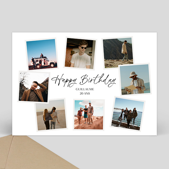 Carte anniversaire adulte Multi Polaroids