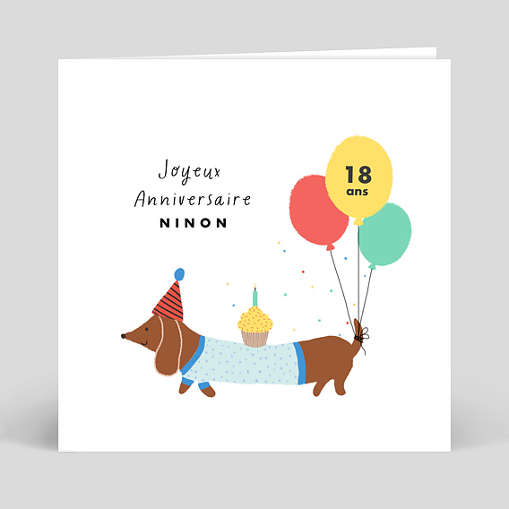 Carte anniversaire adulte Chien Saucisse